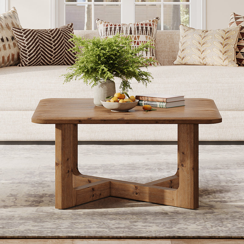 31.5" Square Solid Wood Coffee Table