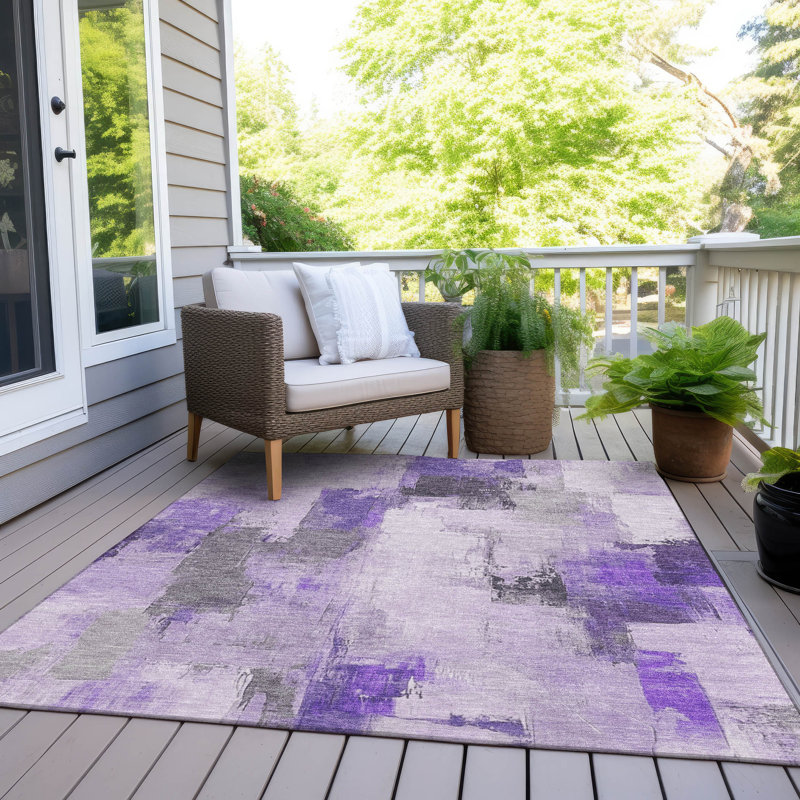 Machine Washable Indoor/Outdoor Xhevrie Lavender Rug, Rectangle 10' x 14'