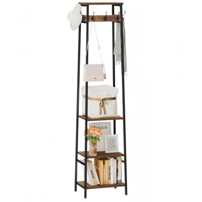 Coat Rack Freestanding, Coat Stand With 3 Shelves And 7 Hooks, Hall Tree Free Standing, Clothes Rack Stand Organizer For Bedroom, Hallway, Entryway, Living Room
