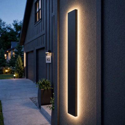 47" Modern LED Outdoor Wall Light, Dimmable, Large, Matte Black