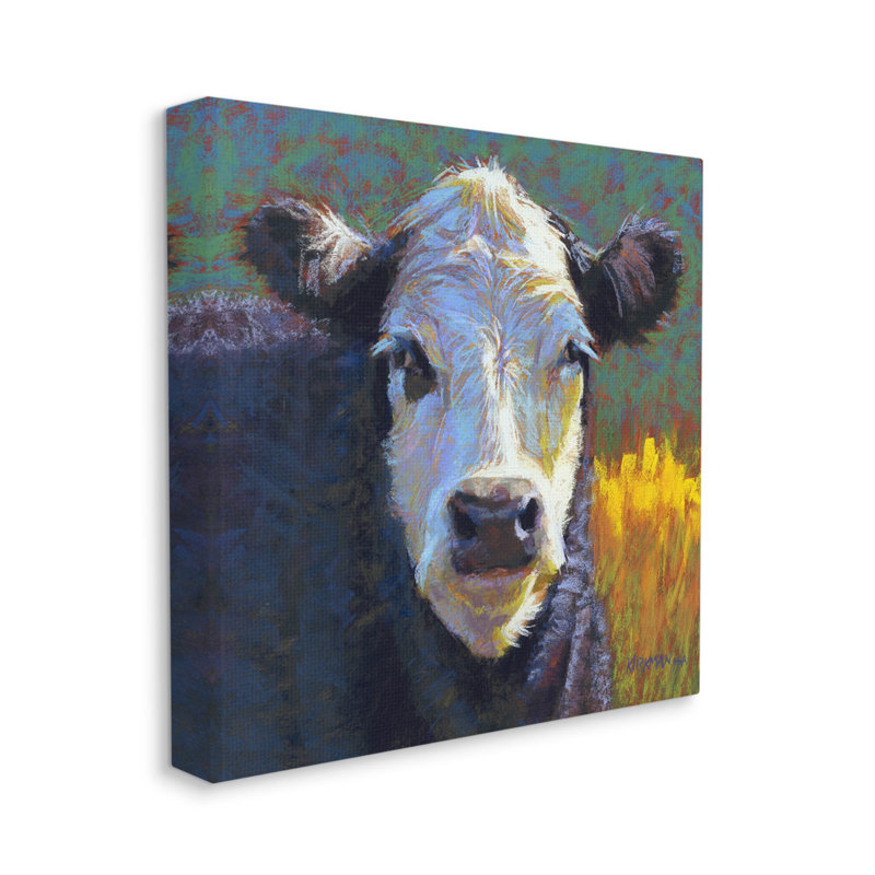 «Fuzzy Cow Farm Animal Portrait» par Rita Kirkman, H 24 po x l 24 po x P 1,5 po