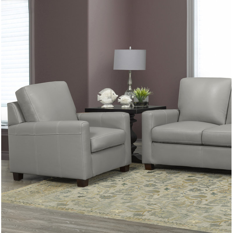 Fauteuil en cuir Anum, Cuir gris nuage