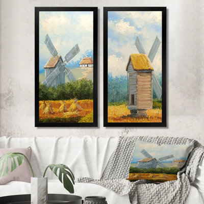 Paintings Landscape Old Village - Ensemble de 2 peintures sur toiles