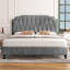 Upholstered Bed Frame with with Diamond Button-Tufted Headboard-332416920-333022945