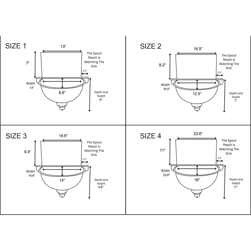 Lavabo mural en cuivre martelé de 13 po – Lavabo + Robinet, Tous les articles, 13"