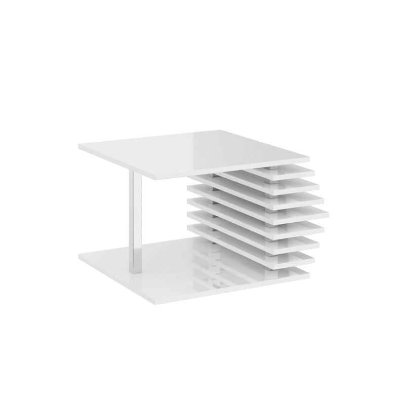 Linney Floor Shelf Coffee Table, White Gloss, 45" H x 60" W x 60" D