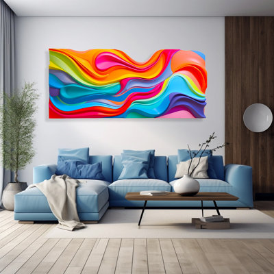 Reproduction d'art acrylique imprimée murale Groovy Wavy Stripe Wall Art - décoration murale abstraite en acrylique par uniQstiQ