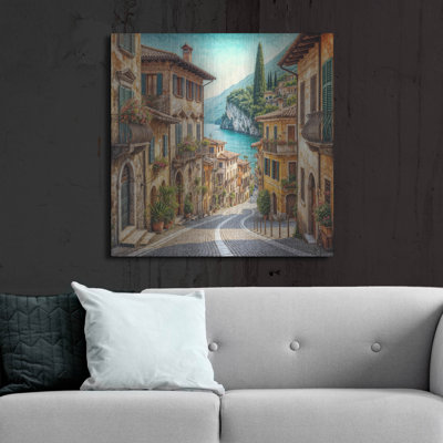  «Old Town Street In Mediterranean» par Rey Klimt, art mural en métal