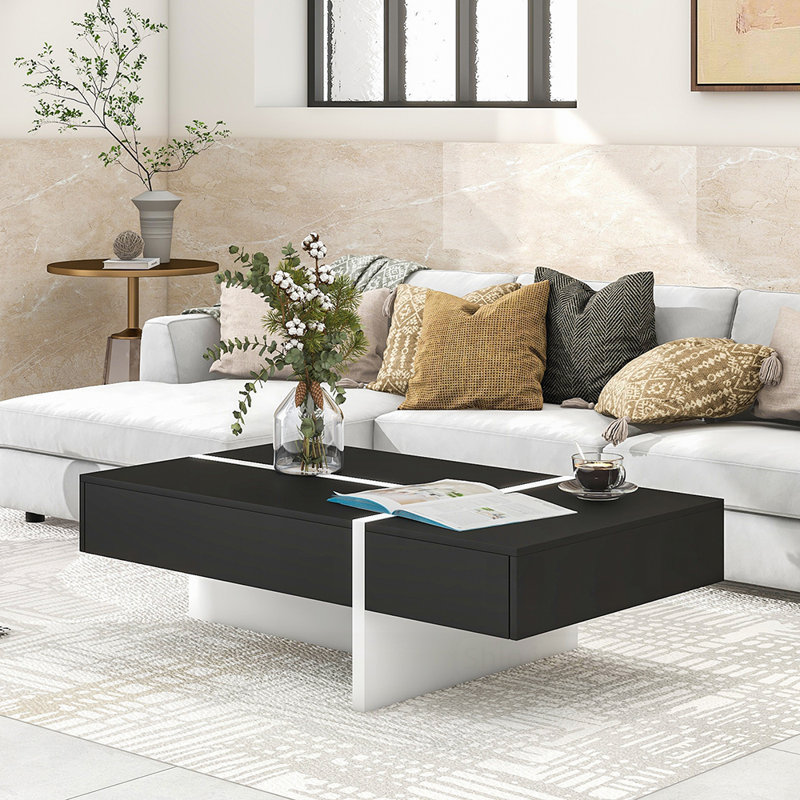 Table basse rectangulaire, Noir / blanc