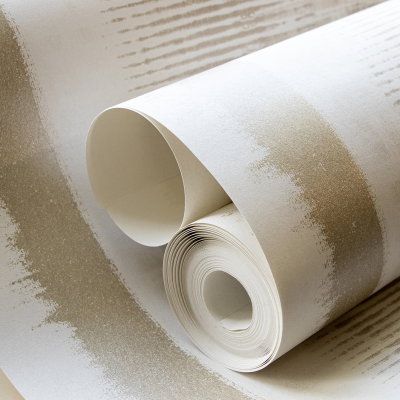 Adonea Hermes Smooth Metallic 33' L x 21" W Wallpaper Roll, Warm Gray