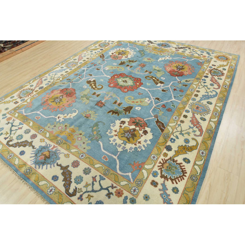 Tapis bleu unique de 9 pi x 11 pi 8 po