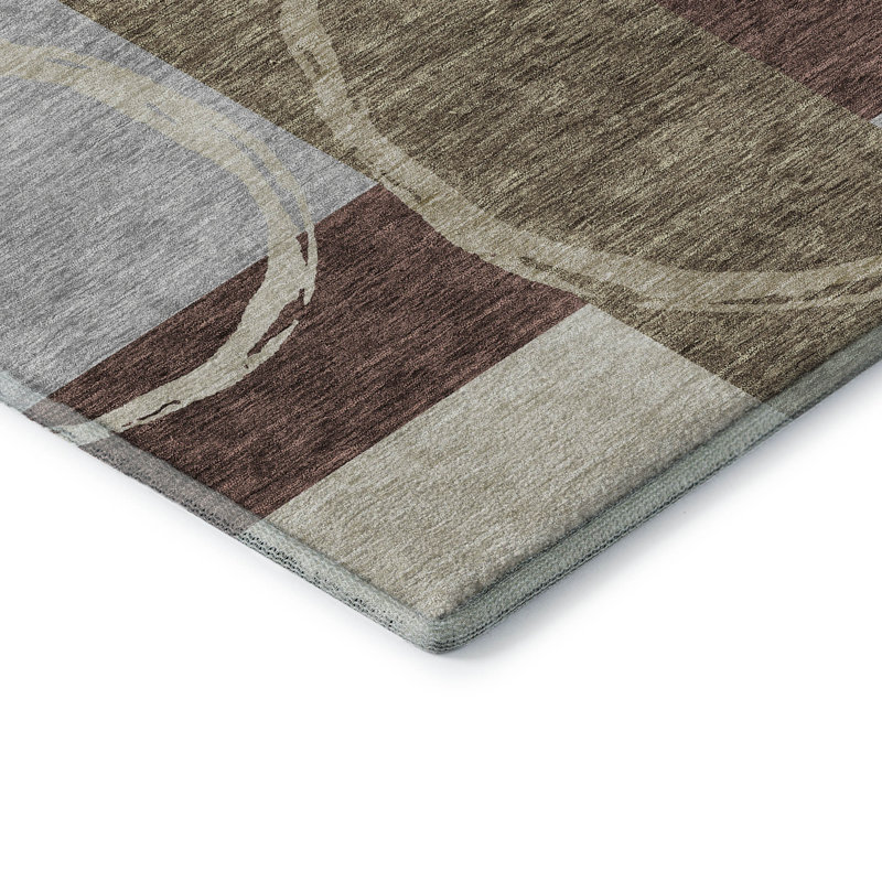 Premium Machine Washable Prisco Brown Rug, Rectangle 2'6" x 3'10"