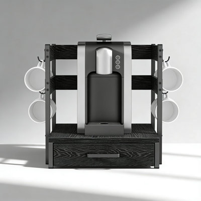 Nespresso Vertuo Capsule Organizer Drawer With Cup Rack - Holds 56 Small Or 28 Large Pods, Compatible With Vertuo Next, Plus, Evoluo Machines, Includes Coffee Maker Station Base