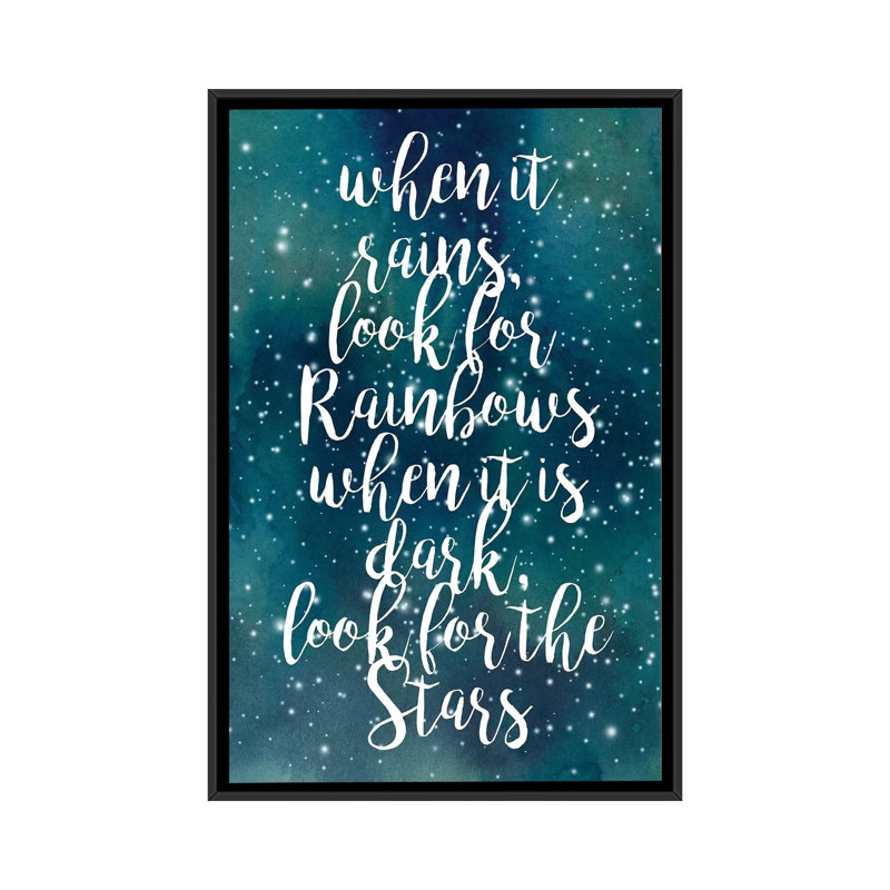 « galaxy quote i », art textuel sur toile, H 26 po x l 18 po x P 1,5 po, Toile avec cadre flottant noir, Pas de tapis