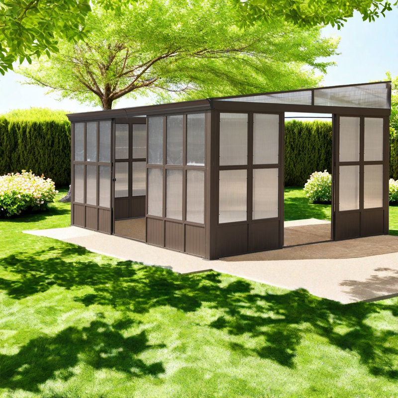 All-weather Canopies & Gazebos, Aluminum Structure In Dark Brown For Garden