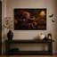 Impression sur toile mauve, pieuvre mauve, livre et fauteuil rouge-1017901818