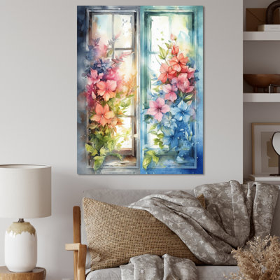 Fenêtre de fleurs I - art mural fenêtre