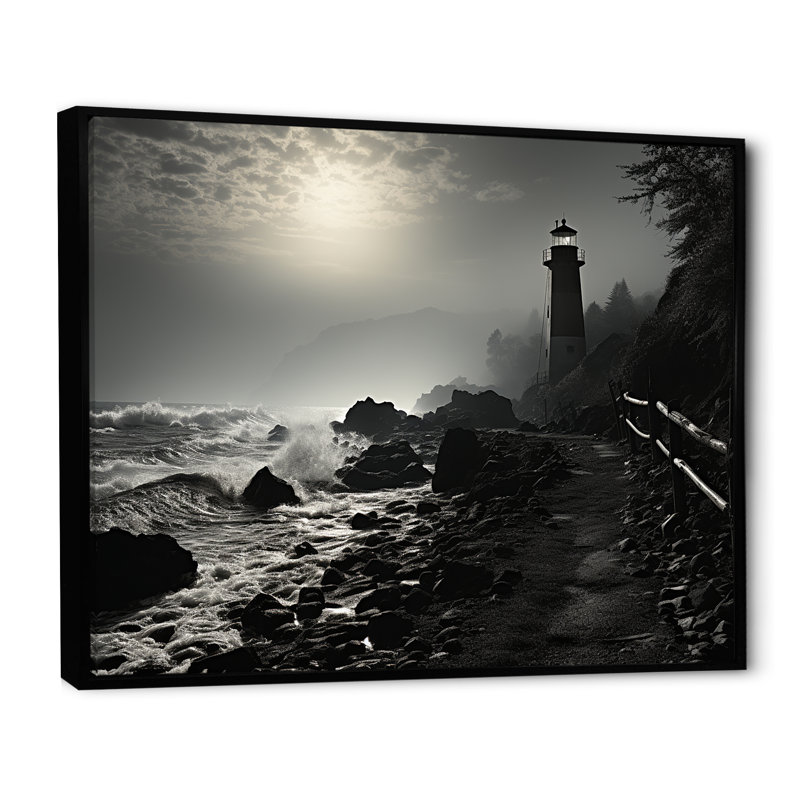 Phare de Moody Scenery III sur toile, H 12 po x l 20 po x P 1 po, Cadre flottant noir