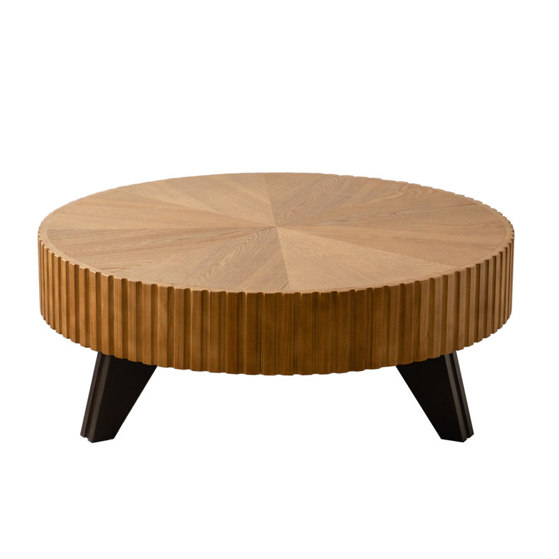 35.4 "Round Retro Coffee Table(Only Table), Natural