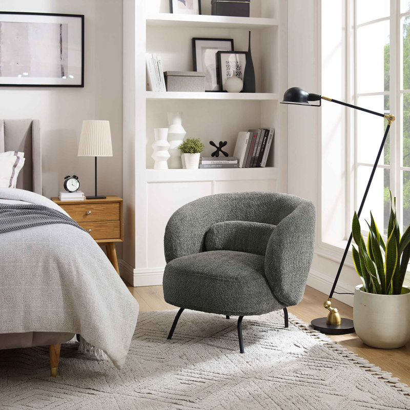 Jura 78Cm Wide Lounge Chair, Grey Boucle