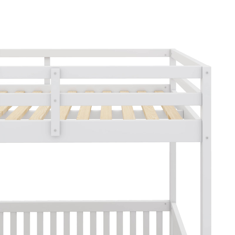 Full Over Full Wooden Bunk Bed With Ladder And Safety Rails, White