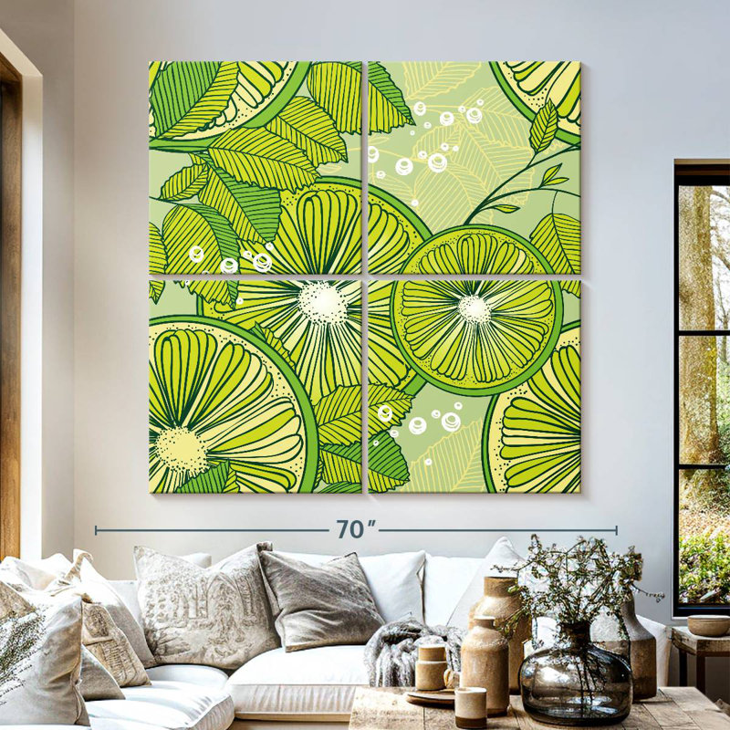 Yarlin Lime And Mint Pattern, 57" H x 57" W