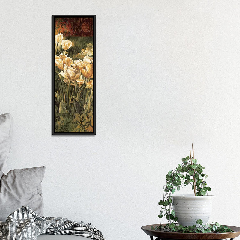 « summer jardin i », reproduction d’impression sur toile tendue, H 36 po x l 12 po x P 1,5 po, Toile avec cadre noir
