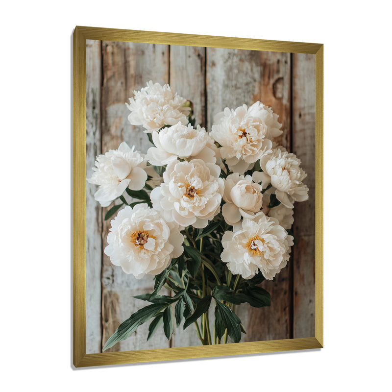 Ightham - Floral Wall Art, 32" H x 16" W, Framed Print without Mat, Gold