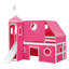 Lit mezzanine simple avec tente et tour rose Slide - Rose-1087873175