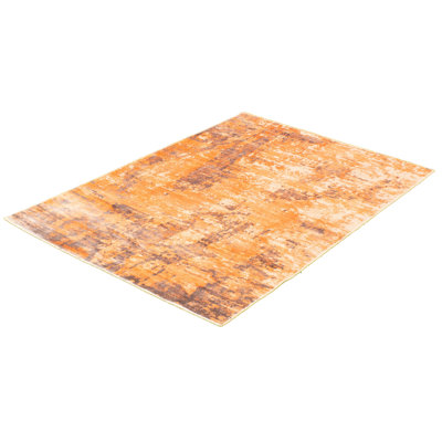 Cayetano One-of-a-Kind 4'11" x 7'5" 2010s Rectangle Viscose Area Rug in Beige and Orange