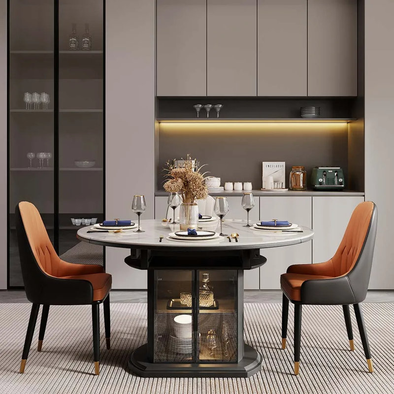 Table de salle à manger extensible moderne pour, H 29,50 po x L 47,42 po x l 47,42 po