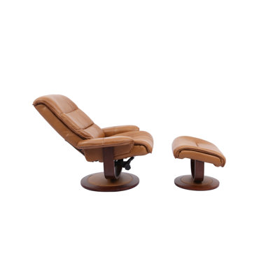Rahima 34" Manual Reclining Swivel Chair with Ottoman