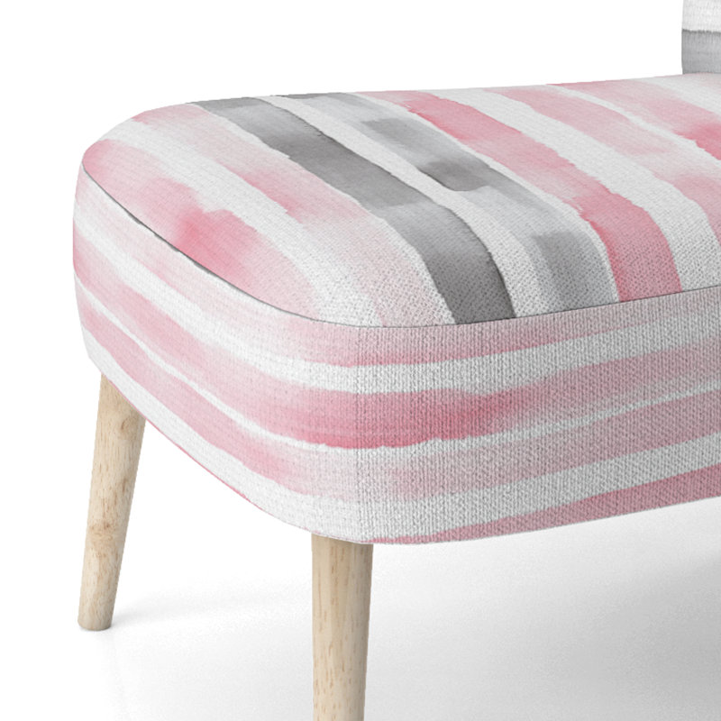 Chaise rembourrée Modern - Chaise d'appoint rose et gris Whisper Stripes, Chaise d'appoint sans accoudoirs