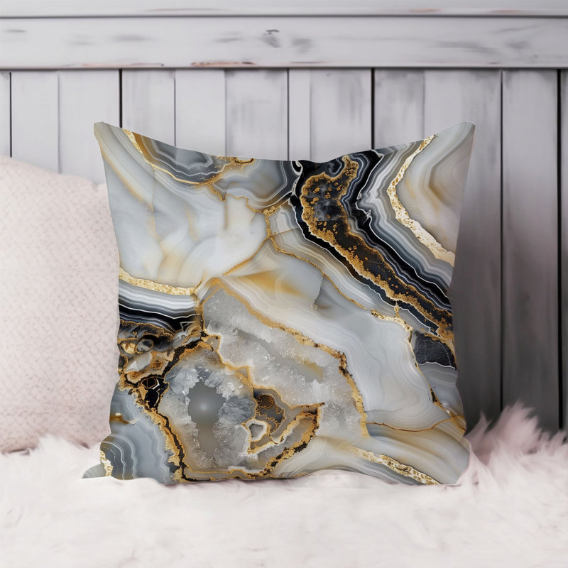 Abstract Gray Marble Geode Pattern VI Modern, 16"H x 16"W
