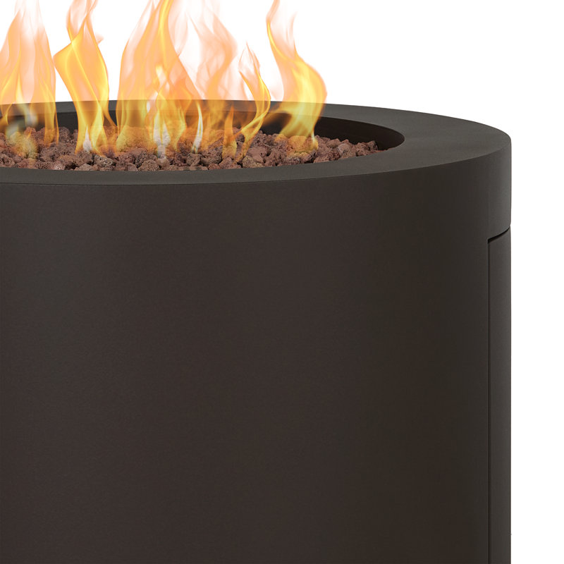 Aegean 24" Round Steel Propane Fire Pit Table with Hidden Tank Storage by Real Flame, Dark Bronze