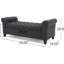 Élégant banc de rangement en tissu gris foncé avec boutons splendides et accoudoirs roulés, ornement captivant élégant, l 19,5 po-212172085
