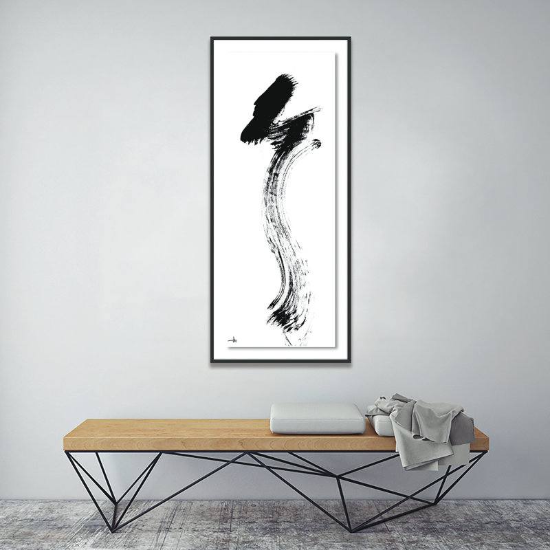 Ascertive Painting by Johan Gert Manschot, 72" H x 31" W x 2.5" D, Black