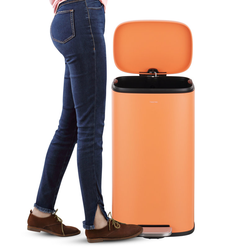 Steel Step On Kitchen Trash Can - 8 Gallons, Carrot Cake
