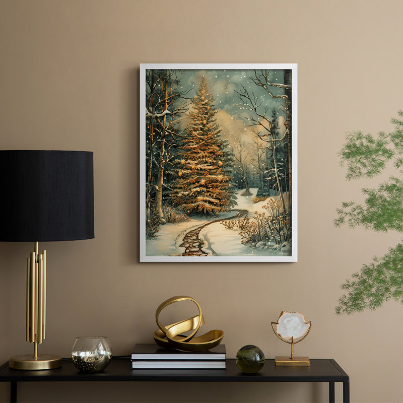 «Christmas Holiday Art DCxxxvii», reproduction d'art encadrée - bois massif, H 21 po x l 17 po, Blanc