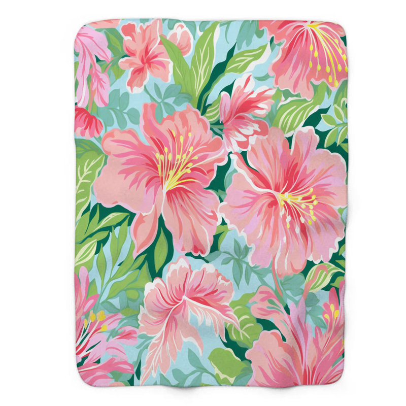 Motif de balise maritime - 1 pièce Sherpa Premium, L 50 po x L 60 po, Fleurs saisonnières élégantes