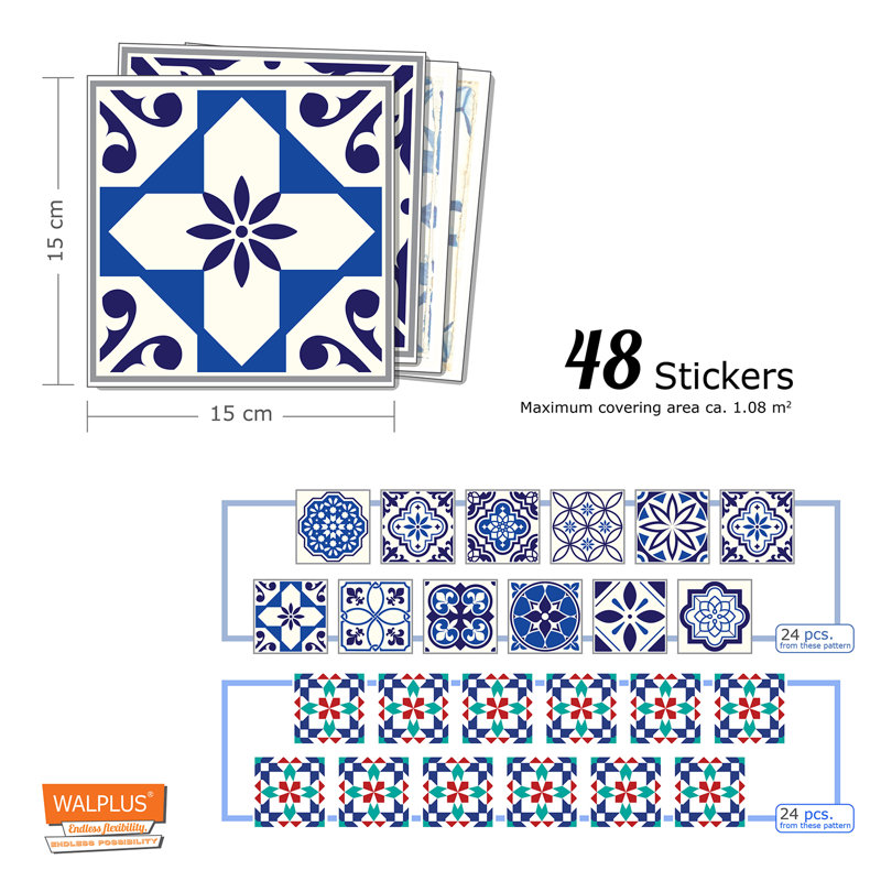 Carreau de terrain auto-adhésif en vinyle 6 po x 6 po Marrakech