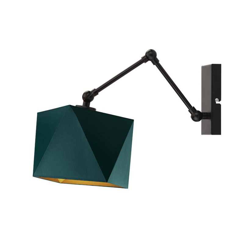 Zader Armed Sconce, Black, Green