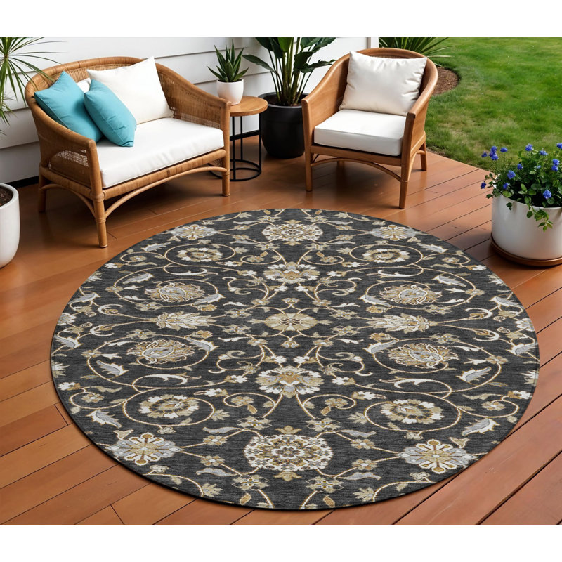 Tapis rond d'intérieur brun 8 po