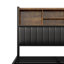 Industrial Metal Upholstered Storage Bed With Bookcase Headboard & Charging Station (USB/Type-C), Rustic Brown & Black PU Frame With LED & 2 Drawers, EU Double & King 140/160X200cm-386905197