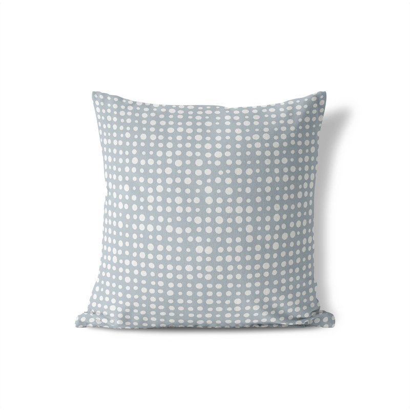 Coussin décoratif à pois assortis, Bleu ardoise / bleu, H 26 po x l 26 po