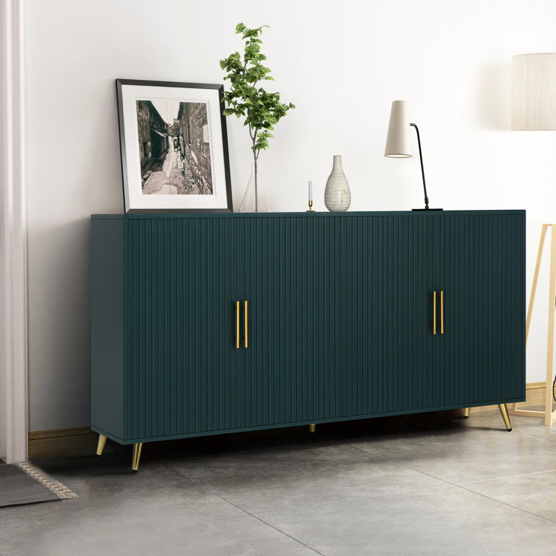 Meuble télé avec meuble de rangement élégant et fonction média bleu marine