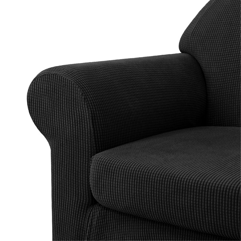 Box Cushion Sofa Slipcover, Black