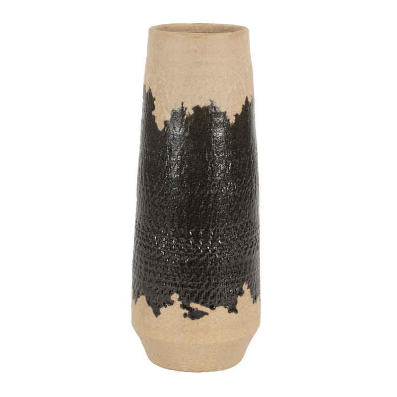 Vase décoratif en céramique avec détails terre cuite Lona, H 17 po x l 6 po x P 6 po