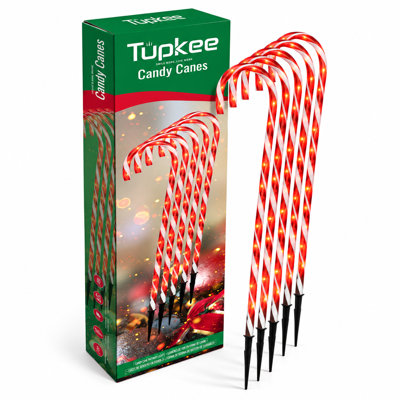 Tupkee Candy Cane Lights Decorations - Pre-Lit Pathway Christmas Lights, 26-Inches