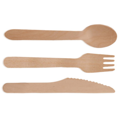 Ensemble d'ustensiles écologiques compostables en bois - 300 pièces, robustes et biodégradables pour les fêtes, les événements et l'utilisation quotidienne, sans plastique